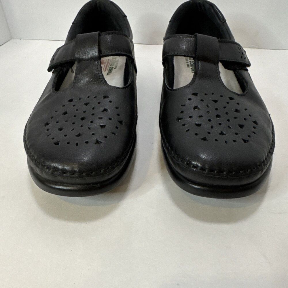 SAS Willow Mary Jane Shoe Womens 9.5 M Black Leather T Strap Comfort Loafer - Picture 5 of 8